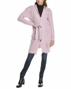 Brand new ⭐ women Forte Cashmere Fringe Cable Wool & Cashmere-Blend Cardigan 🌟