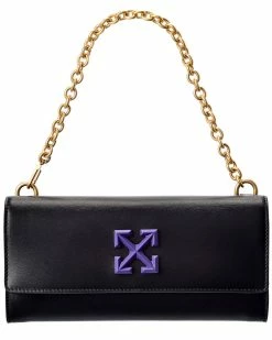 Best Pirce 👍 OFF WHITE 👩 women Off-White Jitney Quote Print Leather Wallet On Chain 🤩