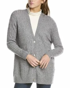 Promo 😀 women Forte Cashmere Cable Wool & Cashmere-Blend Boyfriend Cardigan ✔️
