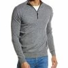 Hot Sale 🌟 men Forte Cashmere Suede Trim Cashmere 1/4-Zip Mock Neck Sweater 👏