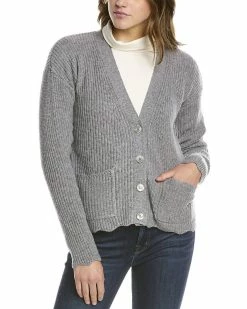 New 🛒 women Forte Cashmere Scallop Hem Cashmere Cardigan 🔔