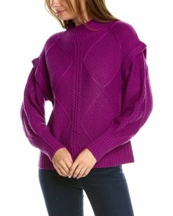 Best Pirce 💯 women Forte Cashmere Fashioned Rib Turtleneck Wool & Cashmere-Blend Sweater ⭐