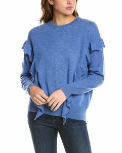 Best Pirce ❤️ women Forte Cashmere Ruffle Trim Cashmere Sweater ✨