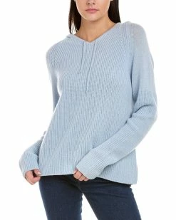 Cheap 💯 women Forte Cashmere Rib Pullover Cashmere Hoodie 💯