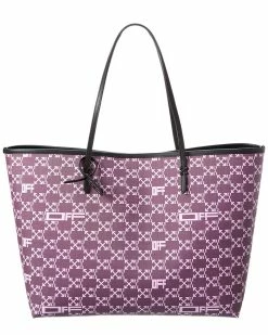 Discount 😍 OFF WHITE 👩 women Off-White Day Off 40 🧥 Coated Canvas & Leather Tote 🔔