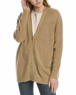 Hot Sale 🔔 women Forte Cashmere Ribbed Cashmere Boyfriend Cardigan ⭐