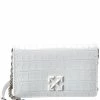 Cheap 🌟 OFF WHITE 👩 women Off-White Jitney 0.5 Croc-Embossed Leather Shoulder Bag 🛒