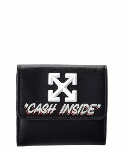 Cheapest 😀 OFF WHITE 👩 women Off-White Jitney Quote Print Leather Coin Purse 🔥