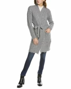 Wholesale 🌟 women Forte Cashmere Fringe Cable Wool & Cashmere-Blend Cardigan ❤️