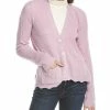New ⌛ women Forte Cashmere Scallop Hem Cashmere Cardigan 🌟