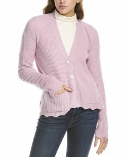 New ⌛ women Forte Cashmere Scallop Hem Cashmere Cardigan 🌟