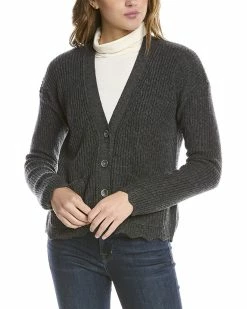Outlet ✨ women Forte Cashmere Scallop Hem Cashmere Cardigan 🛒