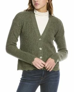Outlet 🔥 women Forte Cashmere Scallop Hem Cashmere Cardigan 🛒