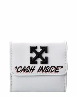 Discount ⭐ OFF WHITE 👩 women Off-White Jitney Quote Print Leather Coin Purse 😉