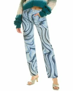 Outlet 🤩 Off-White™ 👩 women Off-White Psychedelic Blue Straight Leg Jean ✔️
