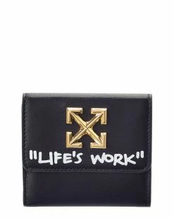 Flash Sale 🌟 OFF WHITE 👩 women Off-White Jitney Leather French Wallet 🔥