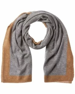 Outlet 🔔 women Forte Cashmere Contrast Trim Oversized Cashmere Scarf ⭐
