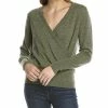 Deals 🌟 women Forte Cashmere Drape Surplice Cashmere Sweater ❤️