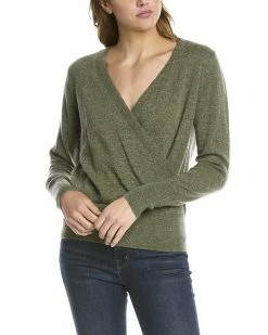 Deals 🌟 women Forte Cashmere Drape Surplice Cashmere Sweater ❤️