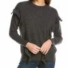 Promo 💯 women Forte Cashmere Ruffle Trim Cashmere Sweater 🔔