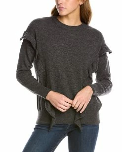Promo 💯 women Forte Cashmere Ruffle Trim Cashmere Sweater 🔔