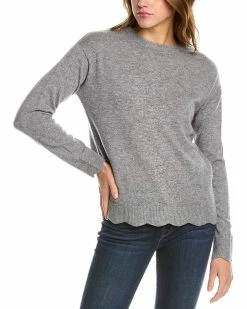 Budget 👏 women Forte Cashmere Scalloped Cashmere Sweater 🧨