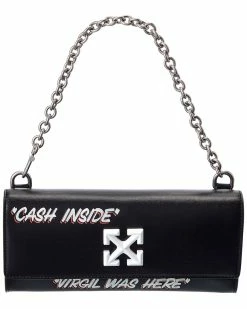 Buy 🌟 OFF WHITE 👩 women Off-White Jitney Quote Print Leather Wallet On Chain ⌛