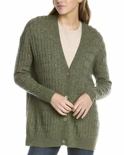 Promo 🤩 women Forte Cashmere Cable Boyfriend Wool & Cashmere-Blend Cardigan 😀
