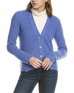 Best Pirce 🔔 women Forte Cashmere Scalloped Wool & Cashmere-Blend Cardigan 😀
