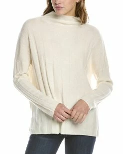 Hot Sale 🧨 women Forte Cashmere Wide Rib Funnel Cashmere Pullover 😀