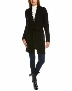 Best Pirce 🔥 women Forte Cashmere Fringe Cable Wool & Cashmere-Blend Cardigan 🤩