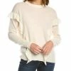 Flash Sale 🛒 women Forte Cashmere Ruffle Trim Cashmere Sweater 🤩