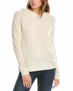 Cheap 🤩 women Forte Cashmere Rib Cashmere Pullover Hoodie 👍