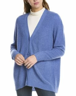 Discount 😍 women Forte Cashmere Ribbed Cashmere Boyfriend Cardigan 🎁